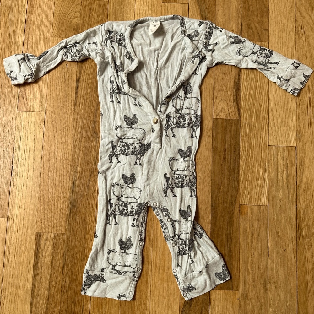 kate quinn farm animal bamboo onesie